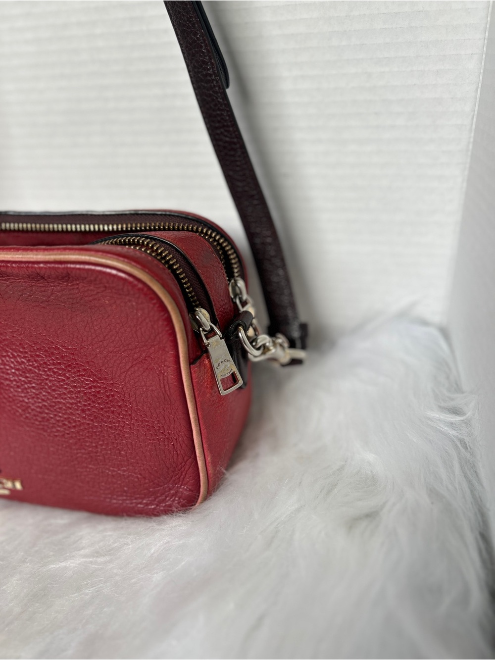 Coach Colorblock Pebbled Leather Camera Bag with Strap - Picture 13 of 15